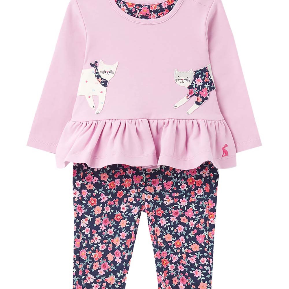 Nwt joules baby girl cat peplum shirt leggings set 12/18 months
